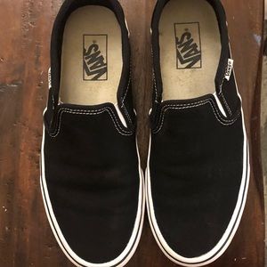 Vans black canvas slip on shoes